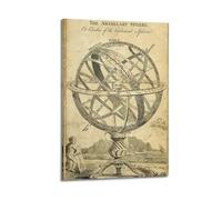 CWLLOG Impression sur toile murale - Poster scientifique vintage - Sphère armillaire - Décoration moderne pour salon et chambre à coucher - 50 x 75 cm