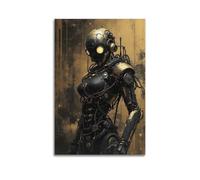 CWLLOG Impression sur toile murale - Robot de style science-fiction steampunk sans cadre - Décoration moderne pour salon et chambre à coucher (50 x 75 cm)