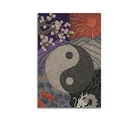 CWLLOG Impression sur toile représentant le symbole culturel japonais Yin-Yang Tai Chi - Œuvre d'art moderne pour la décoration de salon et chambre à coucher - 20 x 30 cm