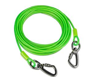 Cwlovys Câble d'attache pour chien de 9,1 m, vert, convient aux chiens jusqu'à 158,8 kg, léger, non enroulable, pour une utilisation en extérieur