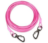 Cwlovys Câble d'attache pour chien jusqu'à 113,4 kg, 3 m, 6,1 m, 9,1 m, 15,2 m avec crochets pivotants en métal robuste pour extérieur, camping, parc (3 m, 113,4 kg, rose vif)