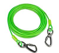 Cwlovys Câble d'attache pour chiens jusqu'à 113,4 kg, 3 m, 6,1 m, 9,1 m, 15,2 m, avec crochets pivotants en métal robuste pour extérieur, camping, parc (3 m, 113,4 kg, vert)