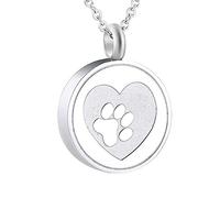 CWLPSL Collier de cenizas en Acier Inoxydable, médaillon d'urne de crémation, Bijoux Souvenirs de Cercueil de Cendres de Chien/Chat-Argent_Non gravé