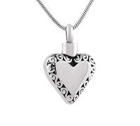 CWLPSL Collier d'urne en Acier Inoxydable, urne en Forme de cœur Vierge pour Animal de Compagnie/Cendres humaines, Pendentif, Collier commémoratif, Bijoux Souvenirs, Argent, boîte à Entonnoir