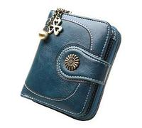 CWLPSL Petit Portefeuille pour Femme en Cuir pour Femme, Petit Portefeuille à Deux Volets avec Fermeture éclair, Porte-Cartes, Porte-Monnaie, Petit Porte-Monnaie (F, 11 x 3,5 x 9 cm)