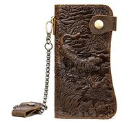 CWLPSL Pochette décontractée en Cuir pour Homme avec chaîne en Fer et Boucle antivol, Portefeuille pour pièces de Monnaie, Carte d'identité, téléphone (Couleur : Kaki, Taille : 10 x 2 x 19 cm)