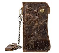 CWLPSL Pochette décontractée en Cuir pour Homme avec chaîne en Fer et Boucle antivol, Portefeuille pour pièces de Monnaie, Carte d'identité, téléphone (Couleur : Kaki, Taille : 10 x 2 x 19 cm)