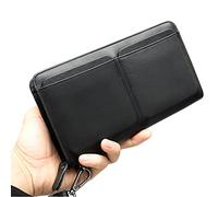 CWLPSL Pochette en Cuir pour Homme, Pochette pour Homme en Cuir véritable avec Fermeture éclair, Portefeuille d'affaires pour Homme, Porte-Monnaie (Couleur : Noir)