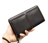 CWLPSL Pochette en Cuir pour Homme, Pochette pour Homme en Cuir véritable avec Fermeture éclair, Portefeuille d'affaires pour Homme, Porte-Monnaie (Couleur : Noir)