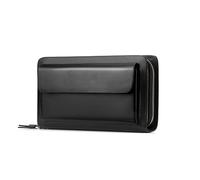 CWLPSL Pochette en Cuir pour Homme, Portefeuille, Porte-Cartes, Porte-Monnaie, Fermeture éclair, Long, Couleur : Noir, Taille : 20,5 x 12 x 4,5 cm