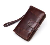 CWLPSL Pochette Longue en Cuir pour Homme, Portefeuille, Porte-Monnaie, Passeport, Affaires, téléphone Portable, Porte-Cartes de crédit (Couleur : Marron, Taille : 18 x 4 x 10,5 cm)