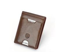 CWLPSL Portefeuille à Pince en Cuir de Vachette pour Homme avec Couche supérieure Portefeuille pour Cartes en Cuir de Vachette (Argento, 8,5 x 11 cm)