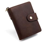 CWLPSL Portefeuille Court en Cuir véritable avec Poche à Monnaie zippée, Porte-Monnaie Vintage de Grande capacité pour Homme, Porte-Cartes (Couleur : Noir, Taille : 12 x 3 x 9 cm)