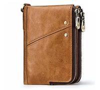 CWLPSL Portefeuille de sécurité en Cuir véritable avec Blocage RFID (Couleur : Rouge, Taille : 10 x 2 x 13 cm)