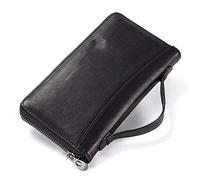 CWLPSL Portefeuille en Cuir de Vache en Cuir de Vache pour Homme, Pochette décontractée, Porte-Cartes, Fermeture éclair, avec Porte-Passeport, étui de téléphone pour Homme Long (Couleur : café)