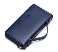 CWLPSL Portefeuille en Cuir de Vache en Cuir de Vache pour Homme, Pochette décontractée, Porte-Cartes, Fermeture éclair, avec Porte-Passeport, étui de téléphone pour Homme Long (Couleur : café)