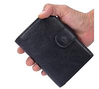CWLPSL Portefeuille en Cuir véritable pour Homme, Porte-Cartes rétro Multi-Cartes (Couleur : Noir, Taille : 10 x 2 x 13,5 cm)