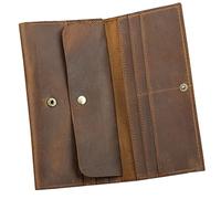 CWLPSL Portefeuille Long pour Homme Fait à la Main en Cuir véritable pour Homme, Pochette, Porte-Monnaie, Portefeuille en Cuir Crazy Horse, Cadeau (Couleur : Marron-A)