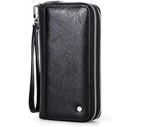 CWLPSL Portefeuille Long Vintage pour Homme avec Double Fermeture éclair et dragonne (Couleur : A)