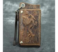 CWLPSL Portefeuille Multi-Cartes rétro pour Homme avec décoloration, Bracelet, Longue Fermeture éclair, Portefeuille, Sac pour téléphone Portable (A, 18 x 2 x 10 m)