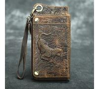 CWLPSL Portefeuille Multi-Cartes rétro pour Homme avec décoloration, Bracelet, Longue Fermeture éclair, Portefeuille, Sac pour téléphone Portable (A, 18 x 2 x 10 m)