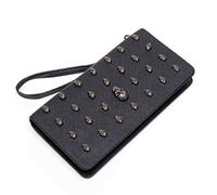 CWLPSL Portefeuille Multi-usages, Pochette pour Femme, Portefeuille à Fermeture éclair, Nouveau Paquet de Cartes avec Pince à Billets et tête de Mort pour Femme