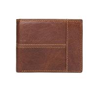 CWLPSL Portefeuille pour Homme en Cuir véritable avec Blocage RFID, élégant et Pliable, avec fenêtre pour Carte d'identité (Couleur : Marron, Taille : 9,5 x 12 cm)