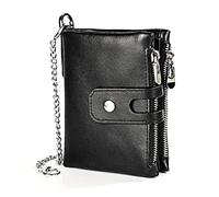 CWLPSL Portefeuille pour Homme en Cuir véritable, Porte-Monnaie, Porte-Cartes de crédit, Porte-Cartes d'identité, Porte-Monnaie avec chaîne (Couleur : Marron, Taille : 9,4 x 3,12,3 cm)