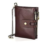 CWLPSL Portefeuille pour Homme en Cuir véritable, Porte-Monnaie, Porte-Cartes de crédit, Porte-Cartes d'identité, Porte-Monnaie avec chaîne (Couleur : Marron, Taille : 9,4 x 3,12,3 cm)
