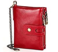 CWLPSL Portefeuille pour Homme en Cuir véritable, Porte-Monnaie, Porte-Cartes de crédit, Porte-Cartes d'identité, Porte-Monnaie avec chaîne (Couleur : Marron, Taille : 9,4 x 3,12,3 cm)
