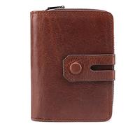 CWLPSL Portefeuille pour Homme - Portefeuille à Deux Volets en Cuir véritable avec Poche Avant zippée et Blocage RFID