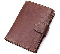 CWLPSL Portefeuille pour Homme - Portefeuille élégant à Trois Volets en Cuir véritable avec Blocage RFID et fenêtre pour 2 Cartes d'identité (Couleur : Marron)