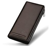 CWLPSL Portefeuille pour Hommes Porte-Cartes Long Sac à Main pour Hommes Fermeture éclair Grande capacité Portefeuille en Cuir de Vachette pour Hommes (A, Taille Unique)