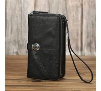 CWLPSL Portefeuille rétro décontracté pour Hommes d'affaires Fait à la Main, Grande capacité, Pochette à Fermeture éclair, Sac pour téléphone Portable de 6 Pouces (A, 19 * 10 * 6m)