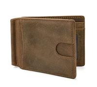 CWLPSL Portefeuilles minimalistes pour Hommes, Portefeuille Fin en Cuir véritable avec Blocage RFID et Poche Avant (Couleur : Marron, Taille : 11,5 x 1 x 8 cm)