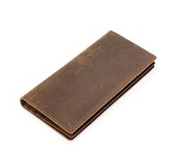 CWLPSL Portefeuilles pour Femmes Marque Hommes en Cuir véritable Mince Portefeuille Sac à Main Vintage Longue à Deux Volets Porte-Carte Pochette mâle Crazy Horse Leather Wallet for Man
