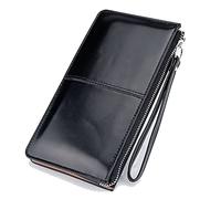 CWLPSL Portefeuilles pour Hommes et Femmes, Portefeuille Vintage en Cuir ciré à l'huile, Pochette à Fermeture éclair, Porte-Monnaie de Grande capacité, Bracelet pour Dames, Porte-Cartes Simple