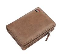 CWLPSL Portefeuilles pour Hommes Portefeuille Court en Cuir PU pour Hommes avec Poche à Monnaie zippée Vintage Grande capacité Porte-Monnaie Court pour Hommes Porte-Cartes (Couleur : Kaki)
