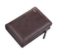 CWLPSL Portefeuilles pour Hommes Portefeuille Court en Cuir PU pour Hommes avec Poche à Monnaie zippée Vintage Grande capacité Porte-Monnaie Court pour Hommes Porte-Cartes (Couleur : Kaki)