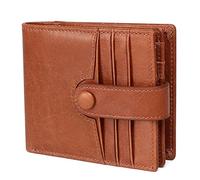 CWLPSL Portefeuilles RFID Minces pour Hommes, Portefeuille à Deux Volets en Cuir véritable avec Poche Avant (Couleur : Noir, Taille : 11 x 2 x 9,7 cm)