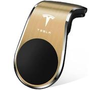 CWMLB Support Telephone Voiture pour Tesla Model S 2012-2016, Porte Telephone Auto Grille Aération 360° Rotation Support Voiture Réglable,Gold