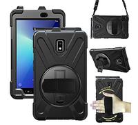 CWNOTBHY Coque de protection pour Samsung Galaxy Tab Active 2 8.0 SM-T390/T395/T397 avec porte-stylo et dragonne rotative à 360 degrés Noir