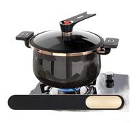 CWOQOCW Cocotte ronde en fonte émaillée de 7 L avec couvercle, cocotte avec couvercle, grande capacité de cuisson sous pression pour braiser, ragoûts, rôtir (7 l, noir)
