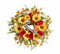 CWOQOCW Couronne d'automne de 50 cm pour porte d'entrée, récolte de tournesols artificiels, décoration pour Thanksgiving, intérieur et extérieur