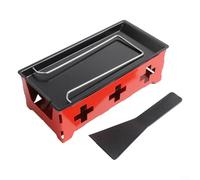 CWOQOCW Ensemble de raclette à fromage portable en acier au carbone avec poignée en bois Mini plaque de cuisson pour intérieur ou extérieur