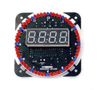 CWOQOCW Horloge numérique LED rotative à monter soi-même, kit d'apprentissage électronique, luminosité réglable et capteur de température, projet de soudure alimenté par USB, rouge, 90 mm (B)