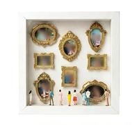 CWOQOCW Kit de cadre de silhouette de musée à faire soi-même avec 8 cadres mini et 10 figurines pour mariage, Saint-Valentin, anniversaire, décoration d'intérieur, noir, blanc, marron (blanc)
