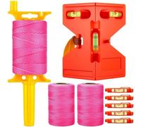 CWOQOCW Kit de niveau de corde avec niveau de tube d'angle réglable et niveau de colonne magnétique, corde en nylon haute visibilité, rouge, 24,5 cm (lot de 4)
