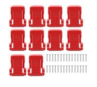 CWOQOCW Lot de 10 supports de batterie muraux 18 V avec clip ceinture pour batteries d'outils 48-11-1820/1850, organiseur de rangement en plastique ABS, rouge, lot de 10
