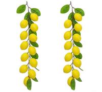 CWOQOCW Lot de 2 guirlandes de citrons artificiels en rotin de 50 cm - Vert et jaune - Branche de fruits pour la maison, un mariage, un centre de table